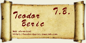 Teodor Berić vizit kartica
